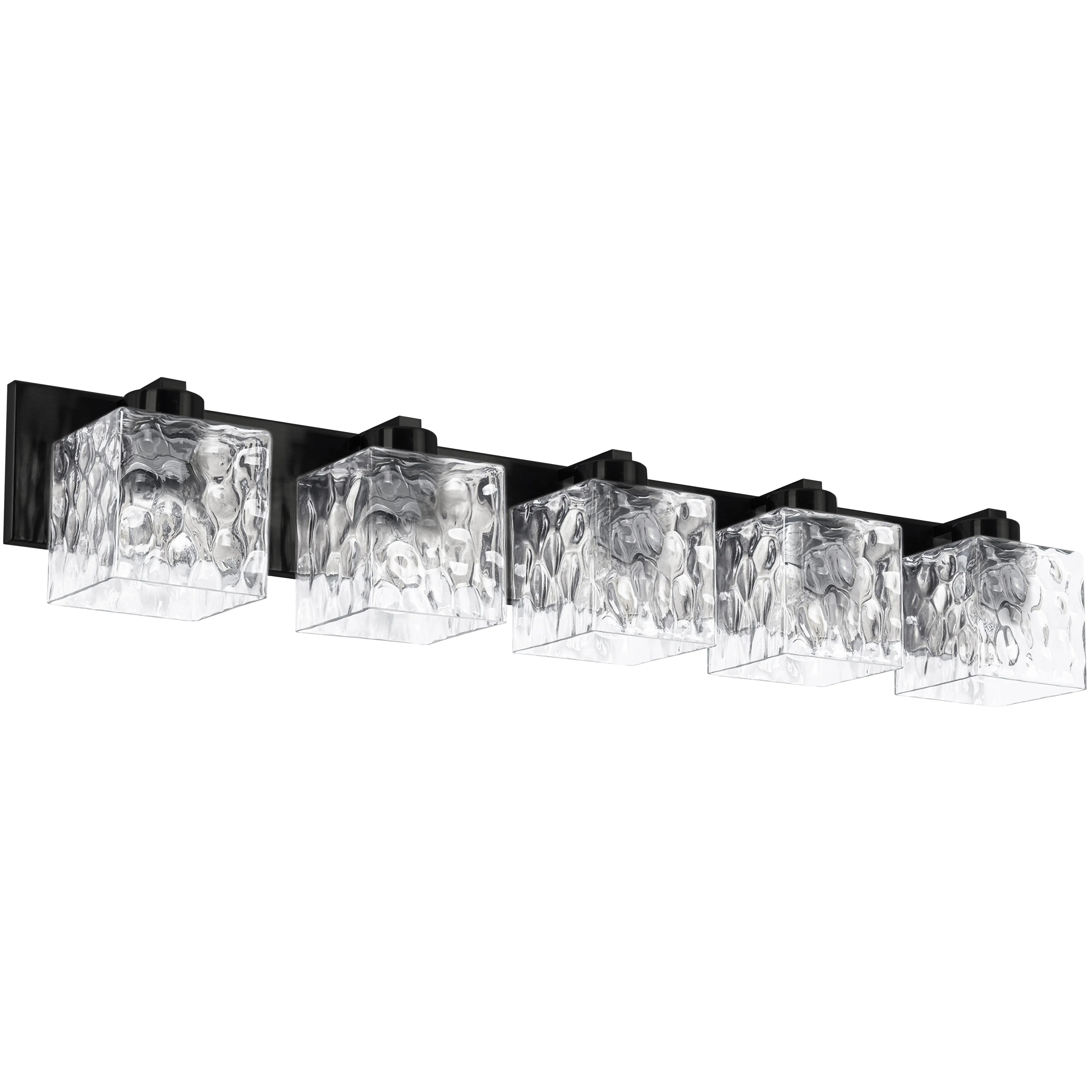 Dainolite 5 Light Vanity in Matte Black w/ Clear Water Glass