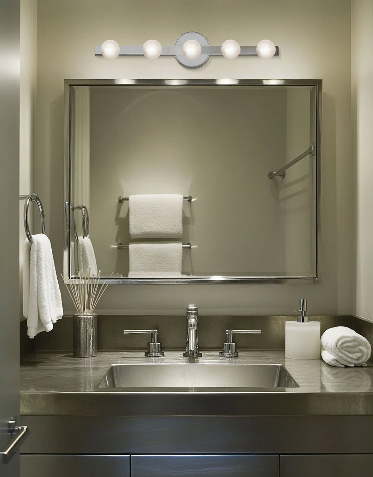 Dainolite 5 Light Vanity in Polished Chrome w/ Frosted Glass