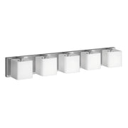 Dainolite 5 Light Vanity, Polished Chrome, Frosted White Glass Shade