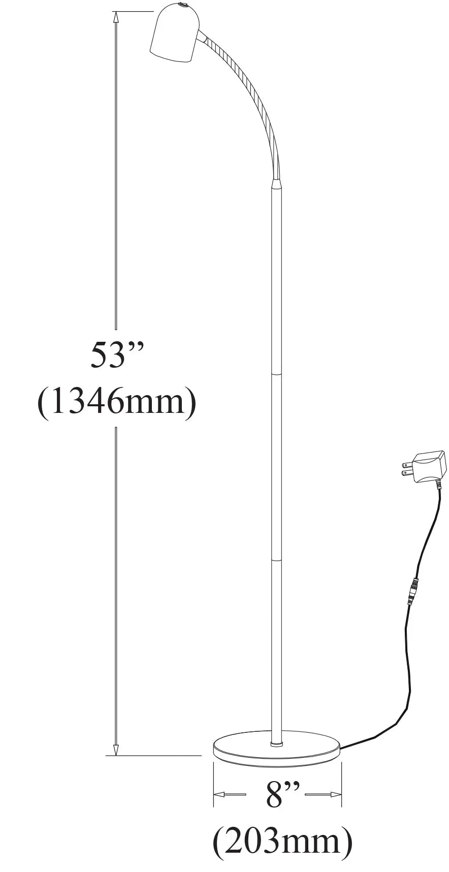 Dainolite 5 Watt LED Floor Lamp, Satin Black Finish