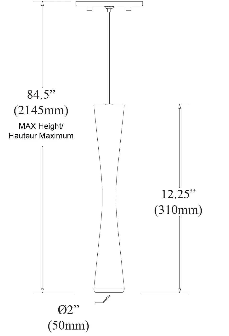 Dainolite 5 Watt LED Pendant, Matte Black Finish