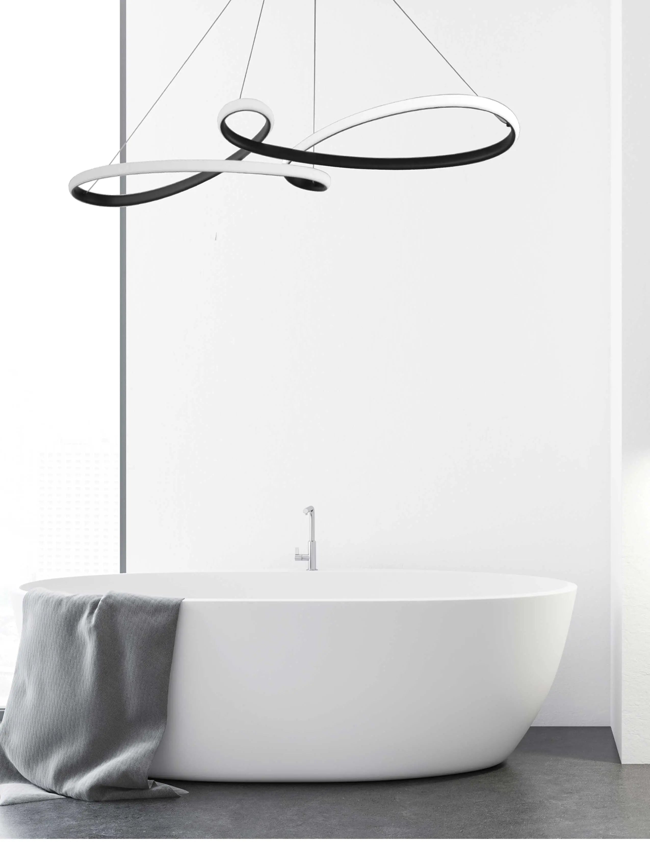 Dainolite 50W LED Horizontal Pendant, Matte Black with White Silicone Diffuser