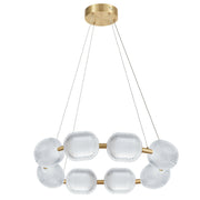 Dainolite 56W Chandelier in Aged Brass w/ Clear Pattern Acrylic