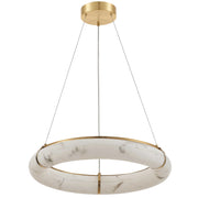 Dainolite 56W Pendant, Aged Brass w/ Faux Alabaster