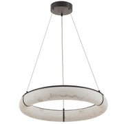 Dainolite 56W Pendant, Matte Black w/ Faux Alabaster