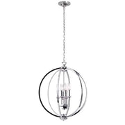 Dainolite 6 Light Chandelier With Crystal Studded Banding, Polished Chrome Finish