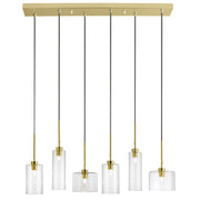 Dainolite 6 Light Halogen Horizontal Pendant, Aged Brass with Clear Glass