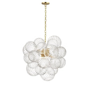 Dainolite 6 Light Halogen Pendant Aged Brass with Clear Spiral Glass