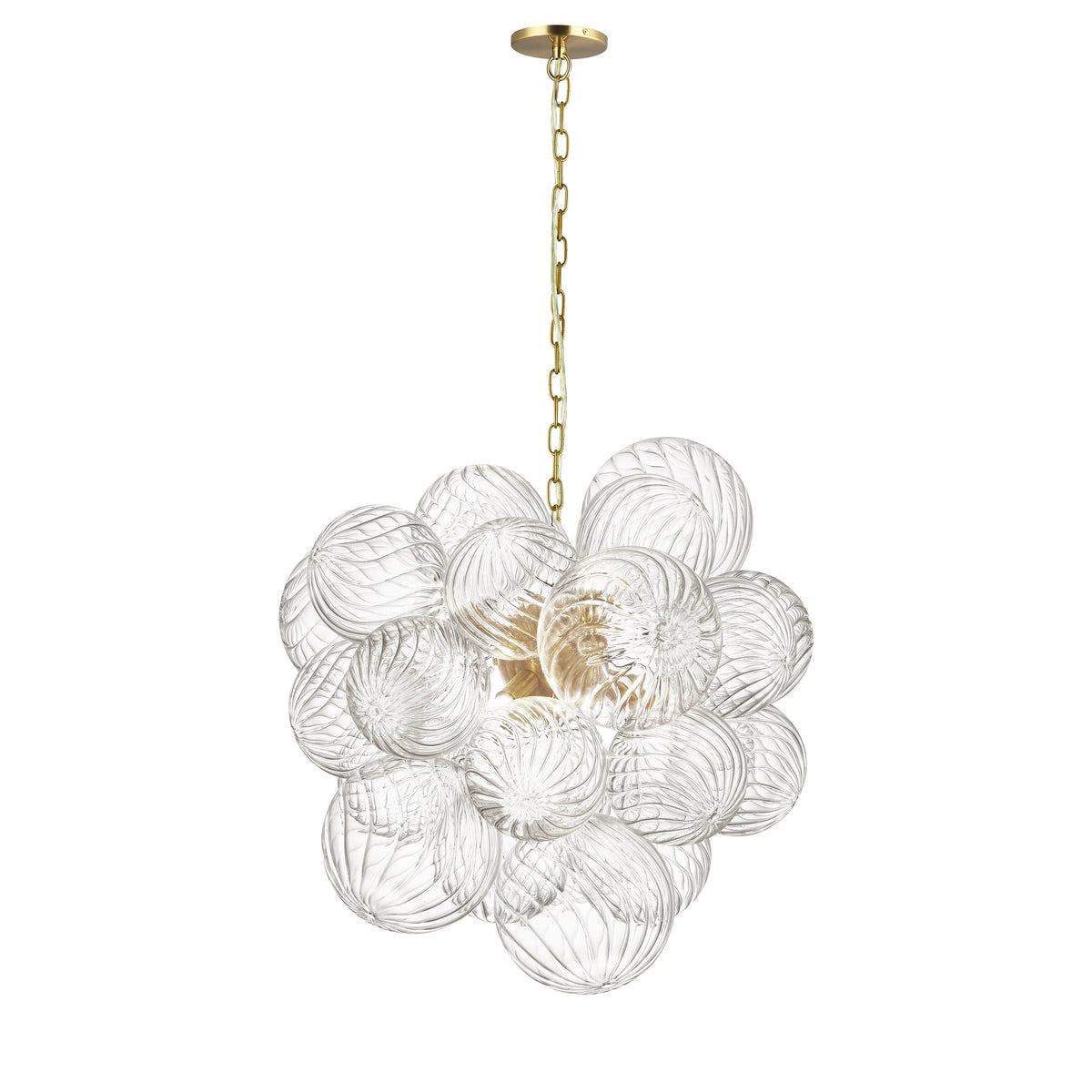 Dainolite 6 Light Halogen Pendant Aged Brass with Clear Spiral Glass
