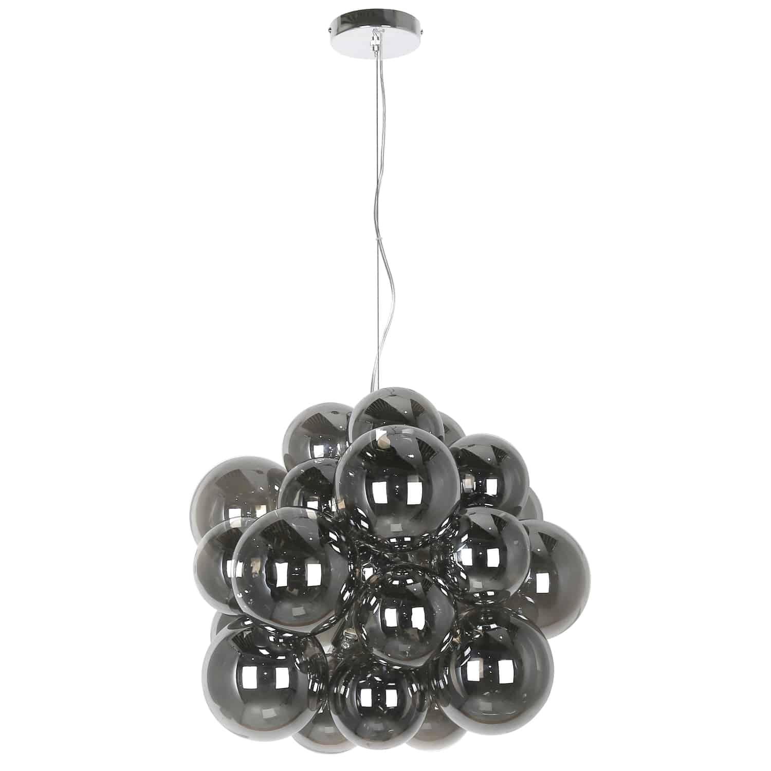 Dainolite 6 Light Halogen Pendant Polished Chrome Finish with Smoked Glass
