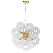 Dainolite 6 Light Halogen Pendant, Aged Brass with Clear Glass