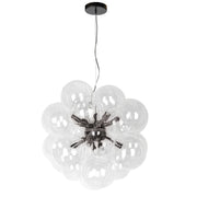 Dainolite 6 Light Halogen Pendant, Matte Black with Clear Glass