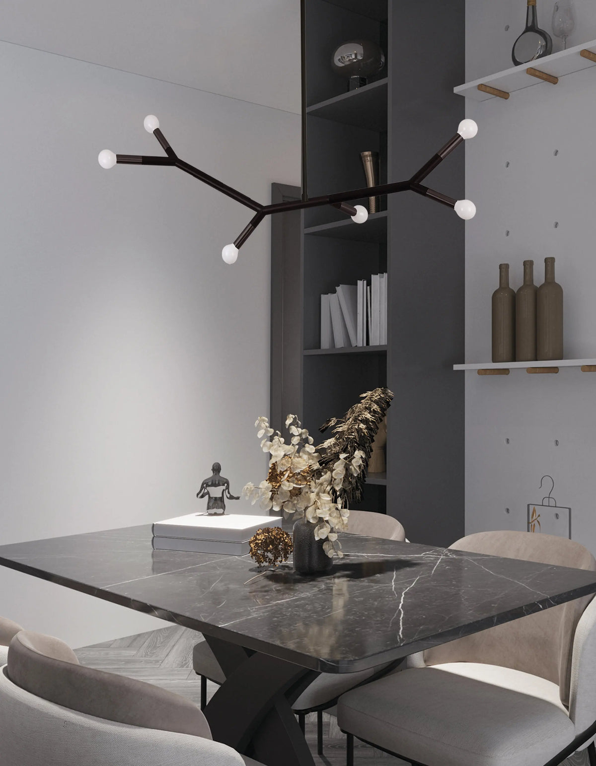 Dainolite 6 Light Horizontal Pendant in Matte Black