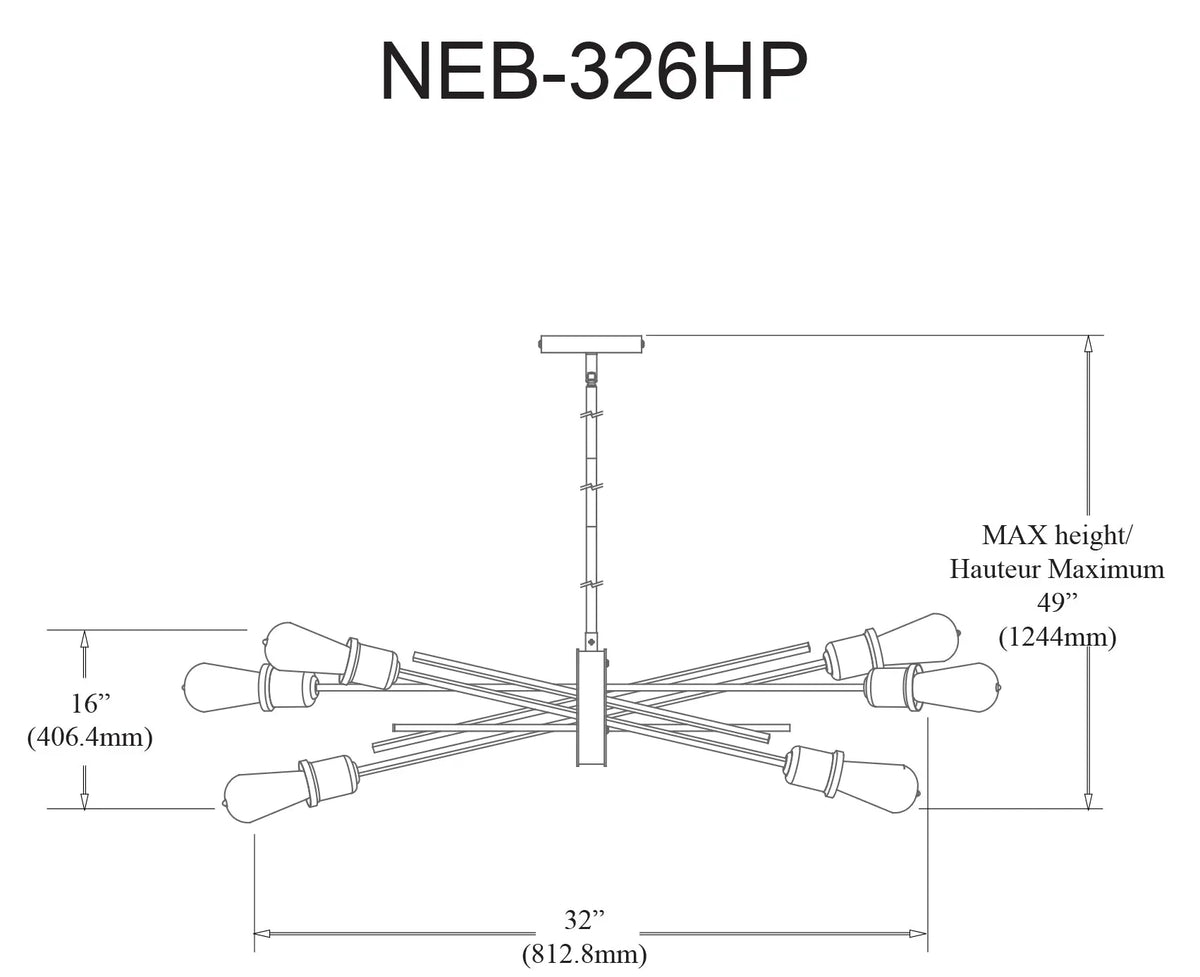 Dainolite 6 Light Horizontal Pendant, Espresso Finish