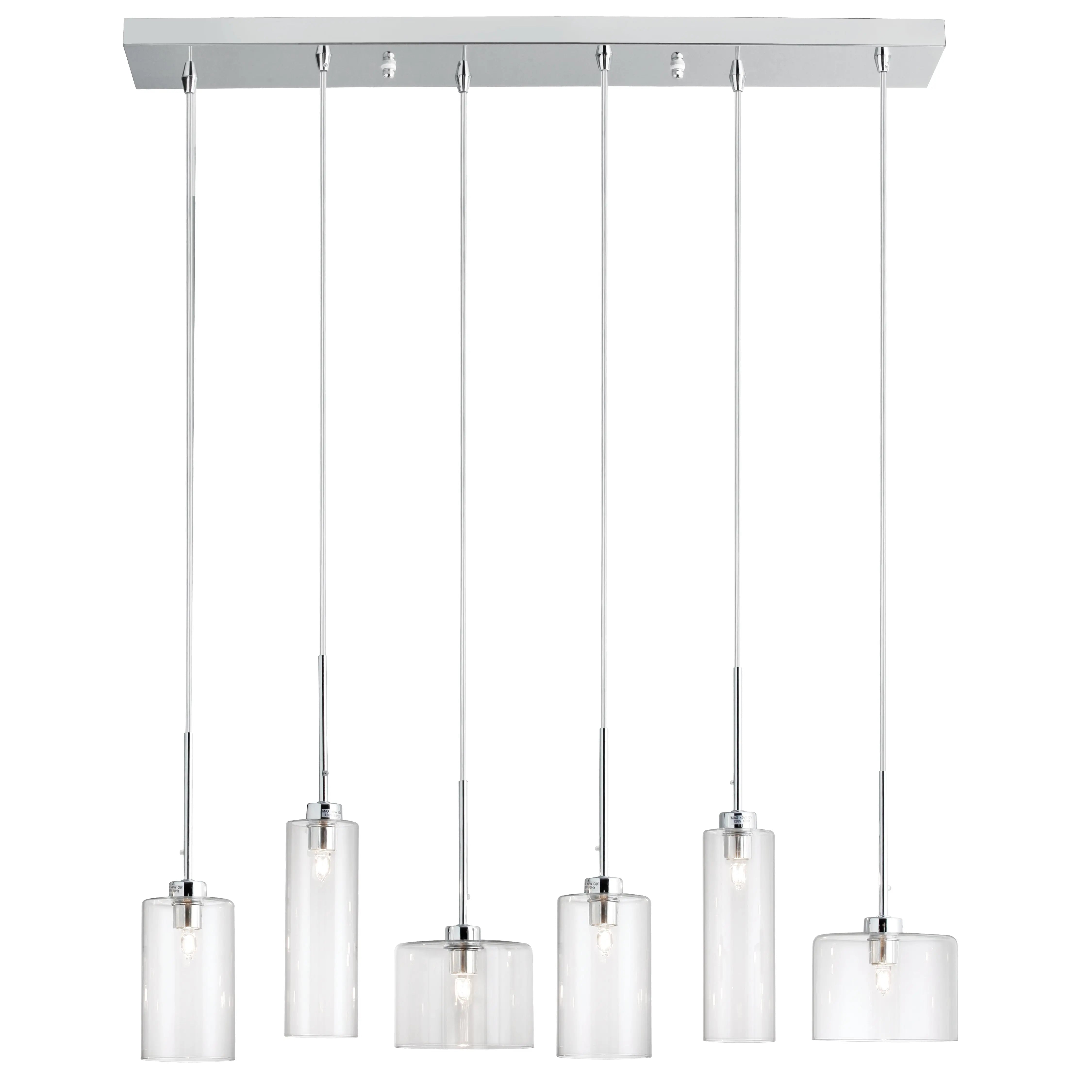 Dainolite 6 Light Horizontal Pendant, Polished Chrome