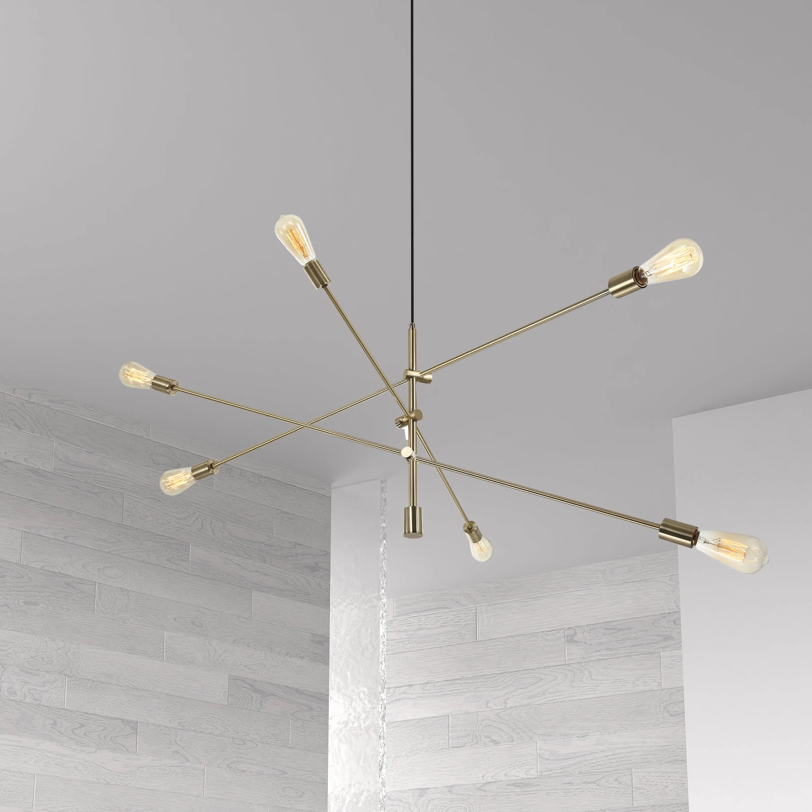 Dainolite 6 Light Incandescent Adjustable Pendant Aged Brass Finish