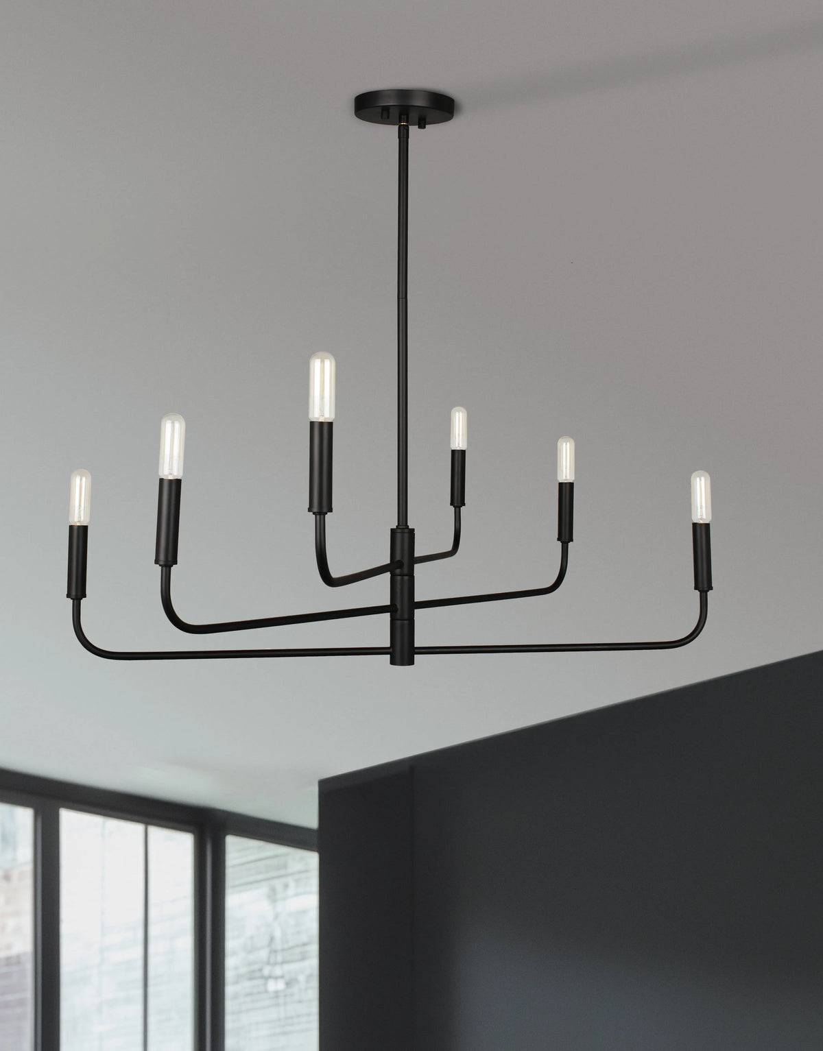 Dainolite 6 Light Incandescent Chandelier Matte Black