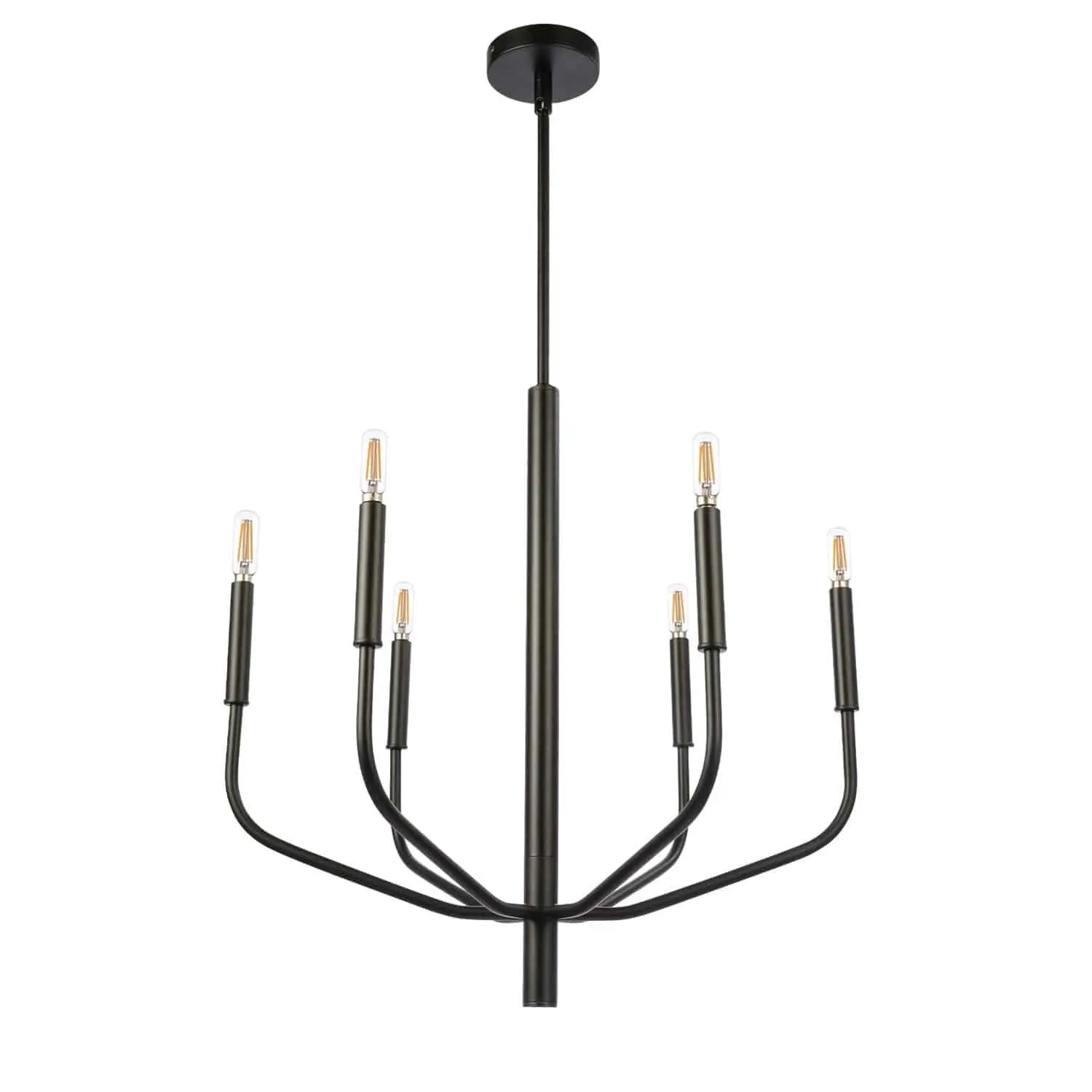 Dainolite 6 Light Incandescent Chandelier, Matte Black