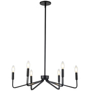 Dainolite 6 Light Incandescent Chandelier, Matte Black
