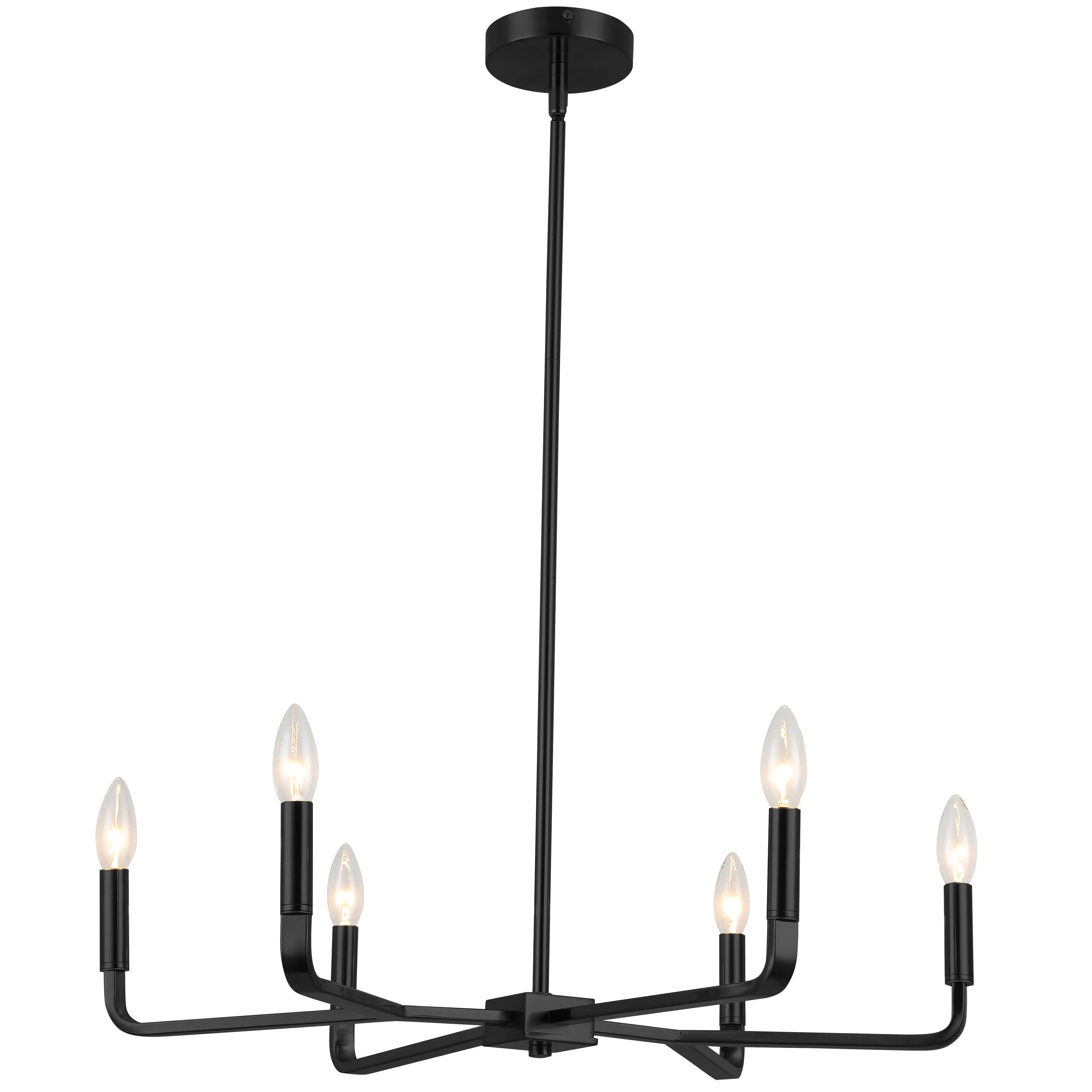 Dainolite 6 Light Incandescent Chandelier, Matte Black