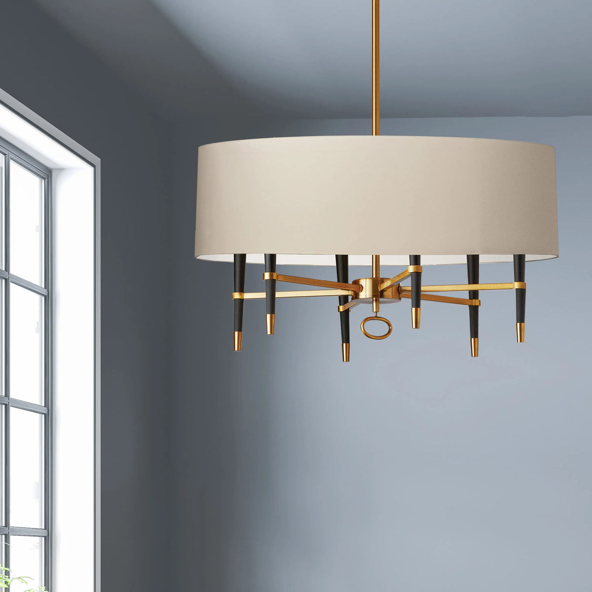 Dainolite 6 Light Incandescent Chandelier, VB w/ Cream Shade