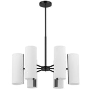Dainolite 6 Light Matte Black Chandelier w/ Opal Glass