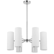 Dainolite 6 Light Satin Chrome Chandelier w/ Opal Glass
