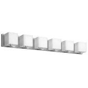 Dainolite 6 Light Vanity, Polished Chrome, Frosted White Glass Shade