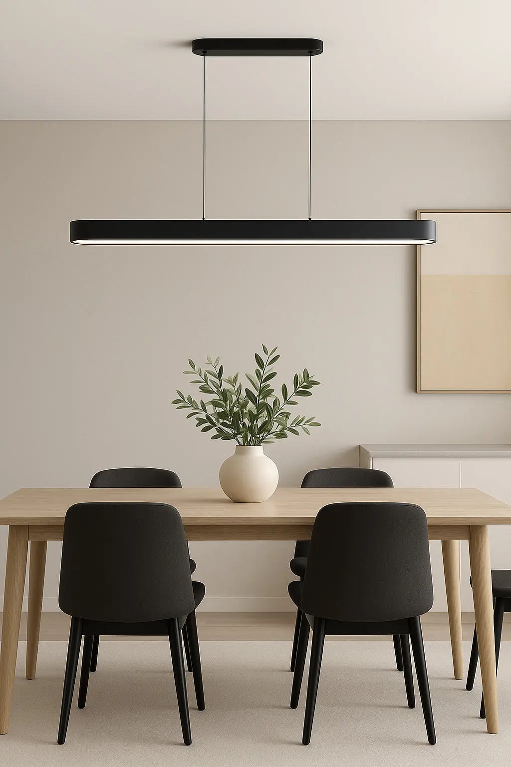 Dainolite 60W Matte Black Horizontal Pendant w/ Faux Alabaster
