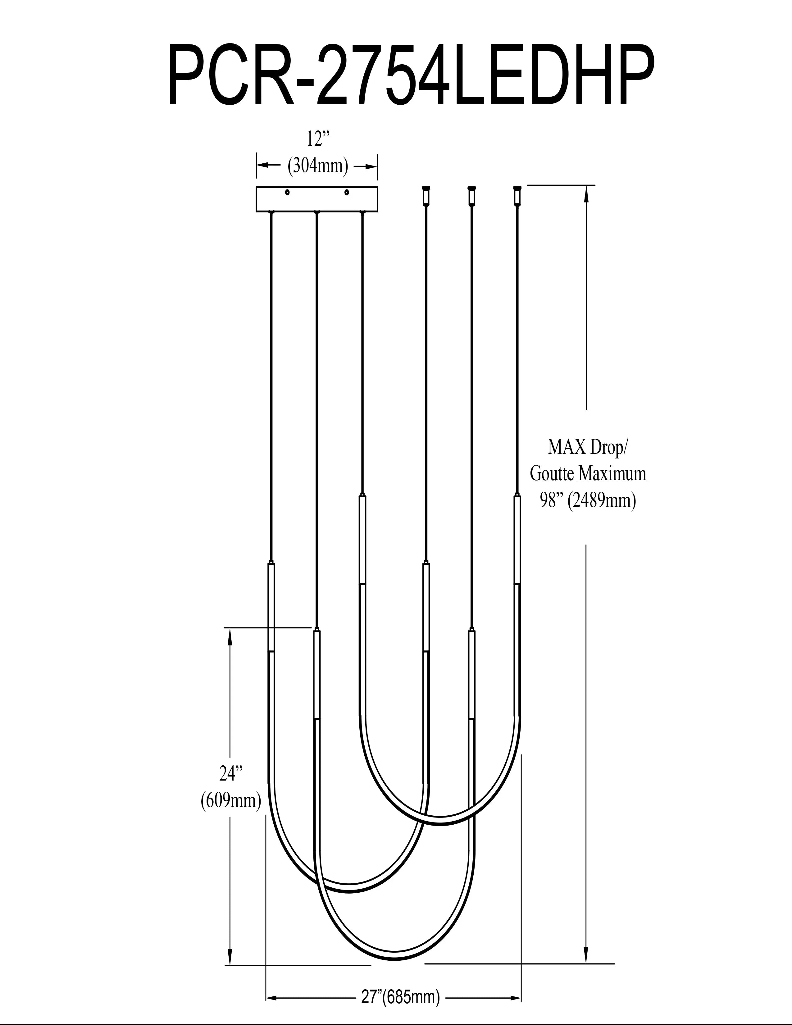 Dainolite 62W Horizontal Pendant Polished Chrome with White Silicone Diffuser