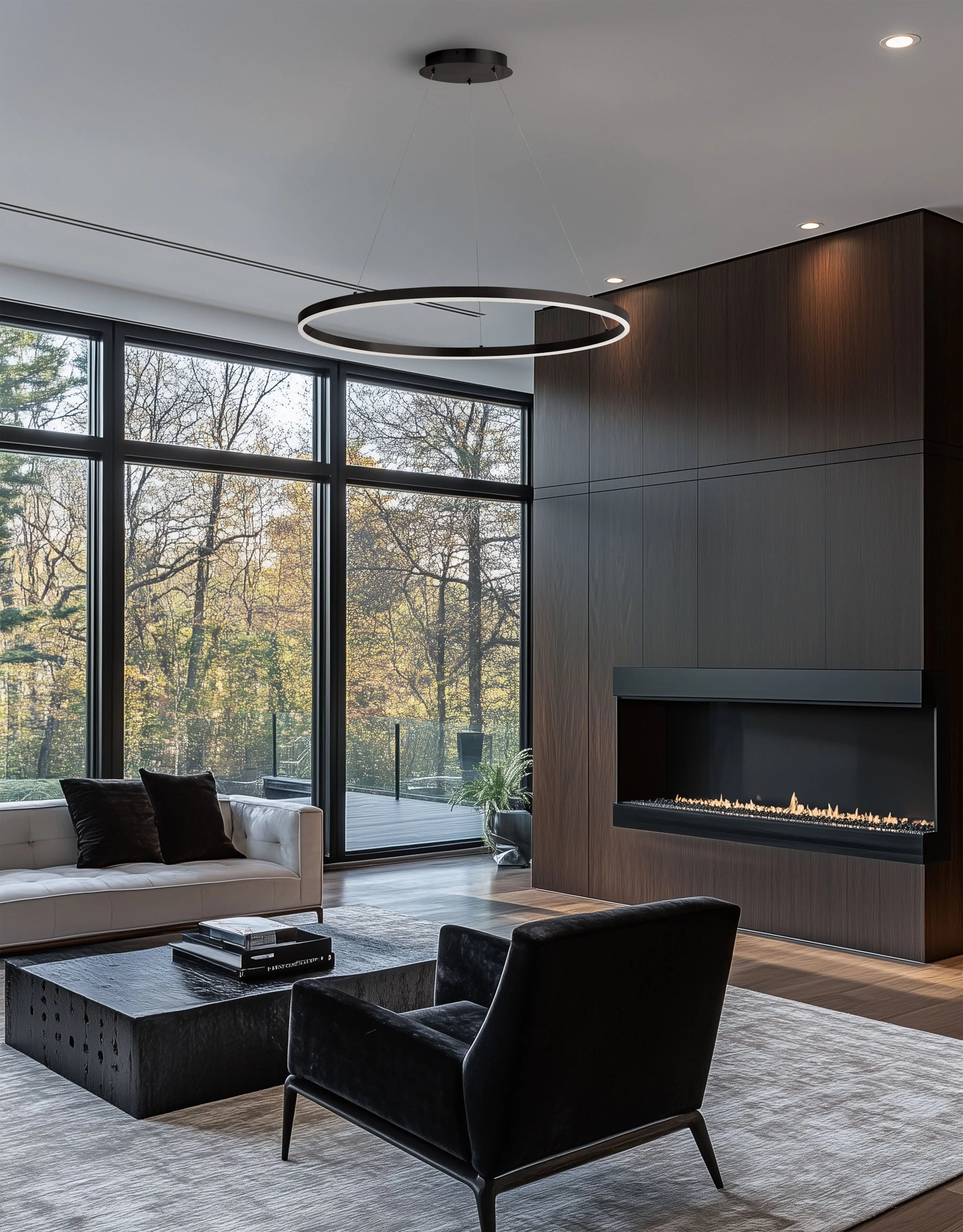 Dainolite 63W Chandelier, Matte Black with White Acrylic Diffuser