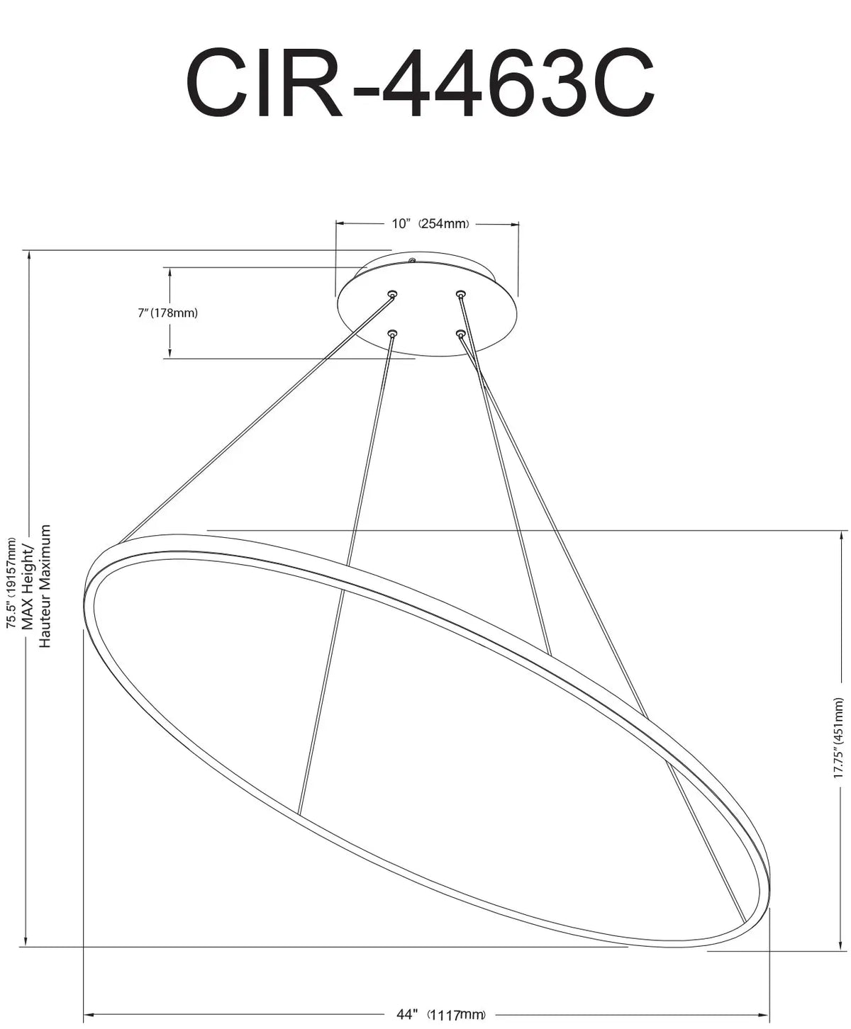 Dainolite 63W Horizontal Chandelier, Silver with White Acrylic Diffuser