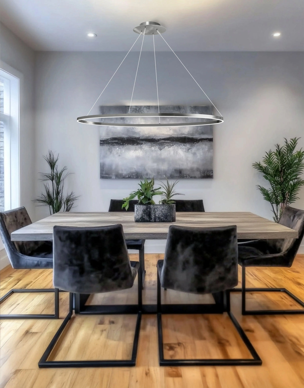 Dainolite 63W Horizontal Chandelier, Silver with White Acrylic Diffuser
