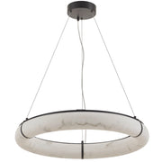 Dainolite 63W Matte Black Pendant w/ Faux Alabaster
