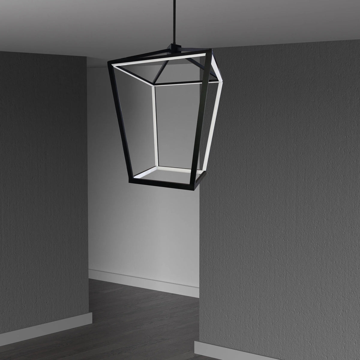 Dainolite 64W Chandelier, Matte Black with White Diffuser