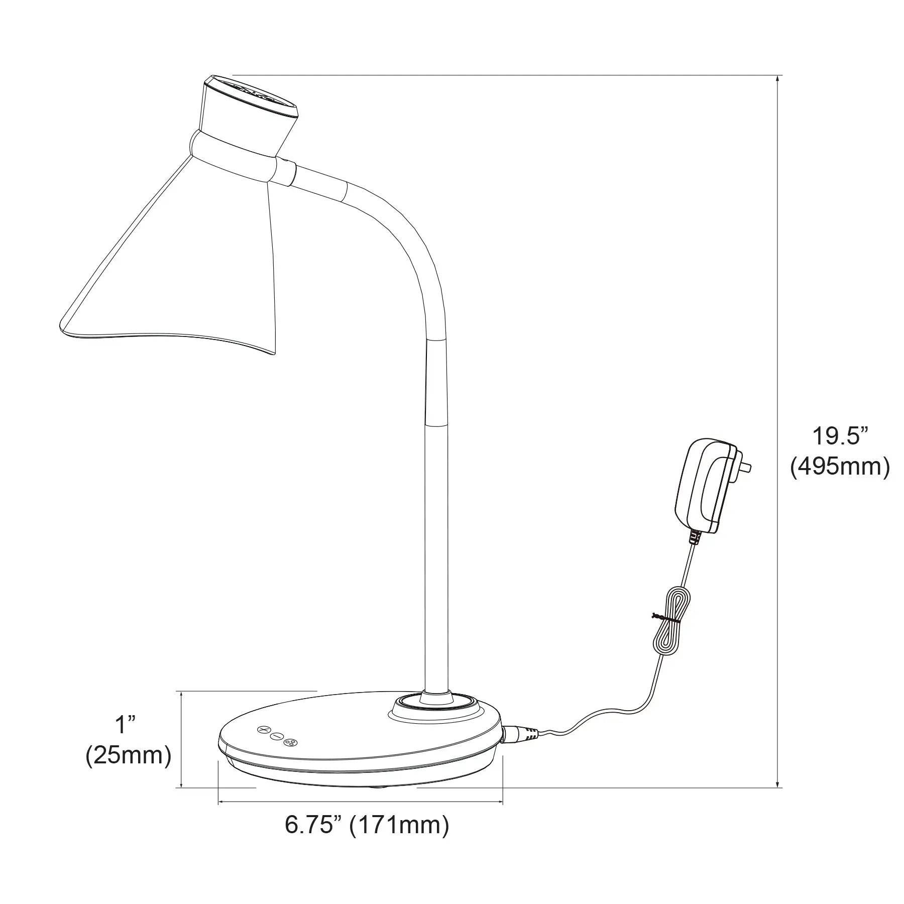 Dainolite 6W LED Desk Lamp, Black Finish