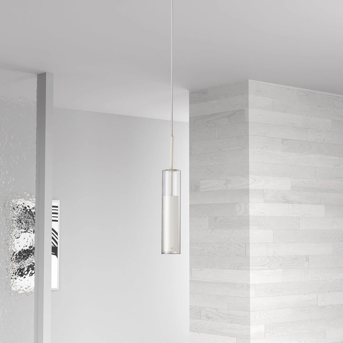 Dainolite 6W LED Pendant, White Finish with Clear Glass