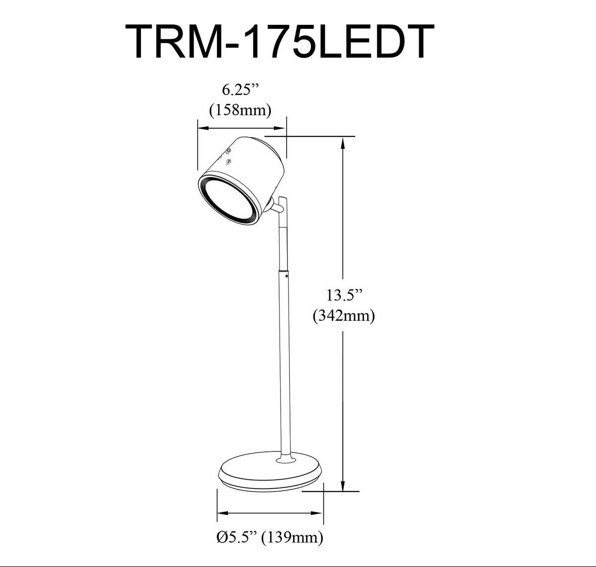 Dainolite 6W Table Lamp in Matte Black w/ Detachable Head