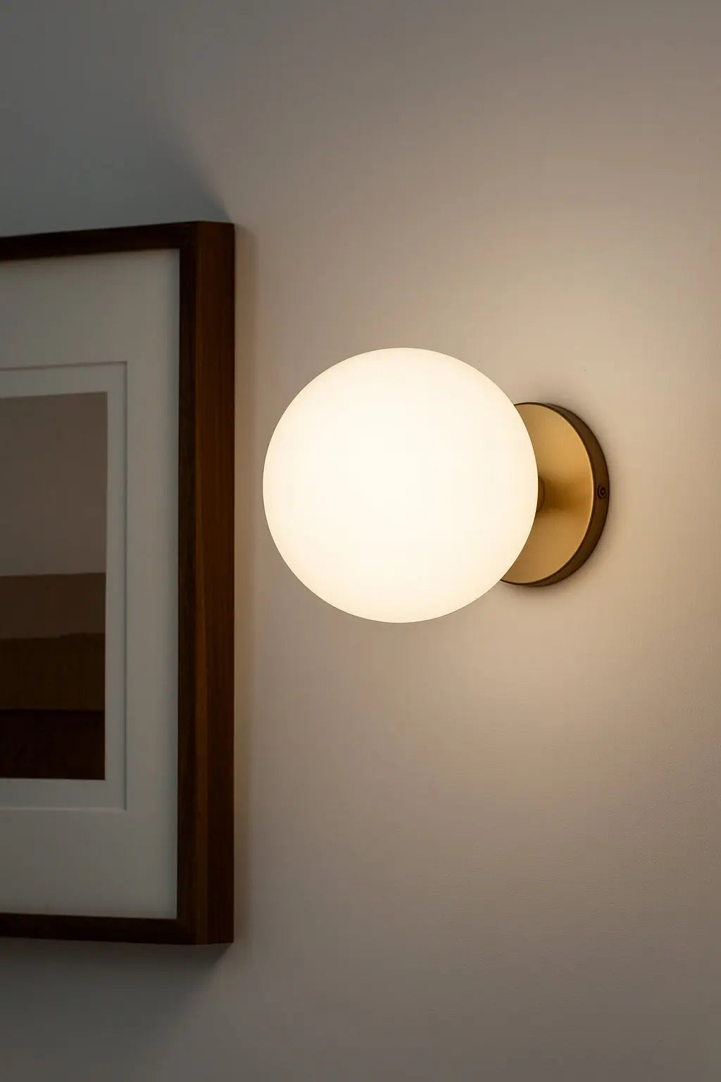 Dainolite 6W Wall Sconce, Aged Brass w/ Opal glass
