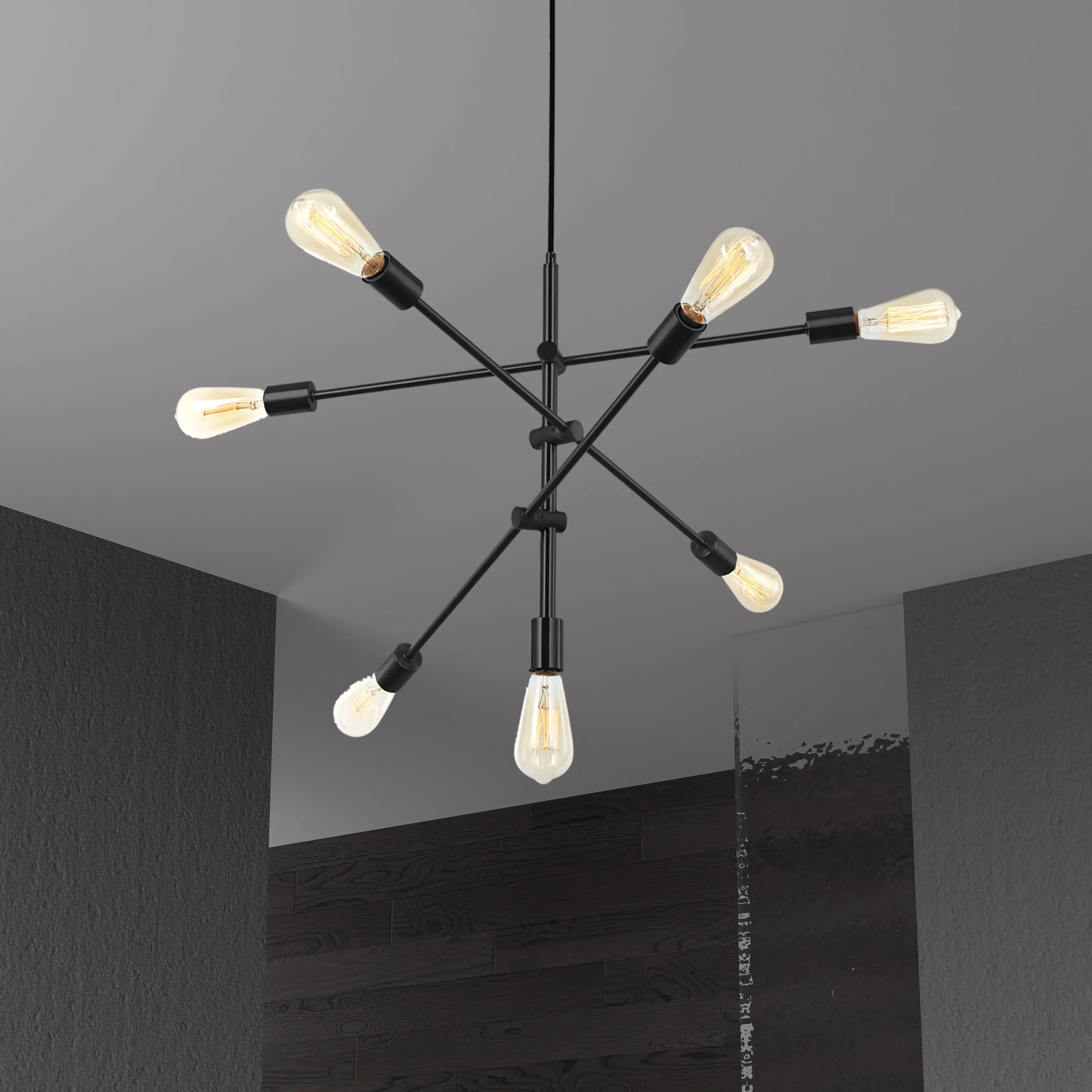Dainolite 7 Light Pendant Black Finish