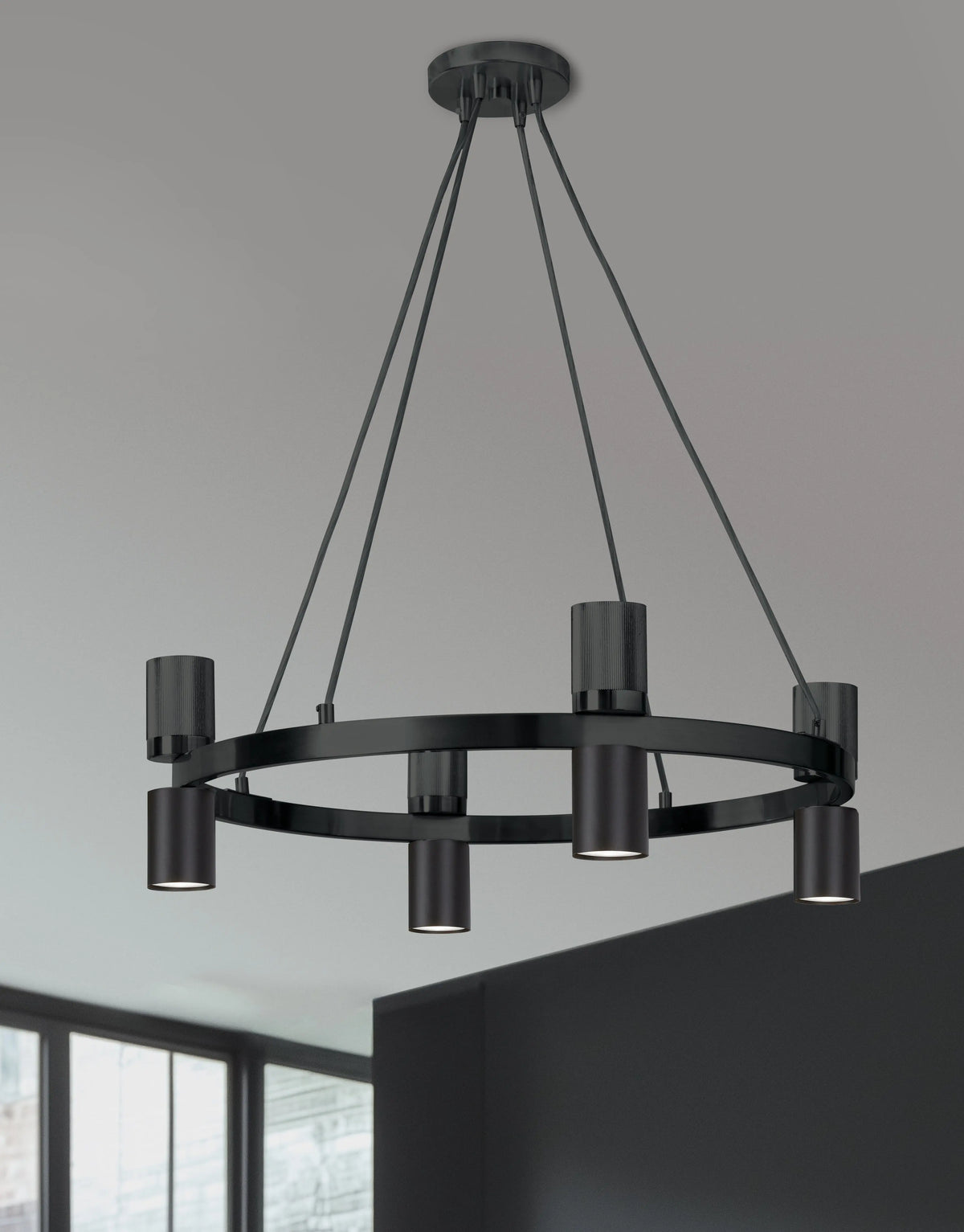Dainolite 8 Light Chandelier in Matte Black