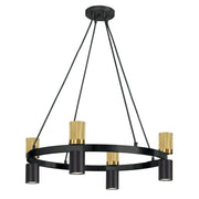 Dainolite 8 Light Chandelier in Matte Black & Aged Brass