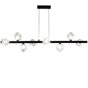 Dainolite 8 Light Halogen Horizontal Pendant, Matte Black w/ Clear Glass