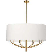 Dainolite 8 Light Incandescent Chandelier, Aged Brass with White Shade