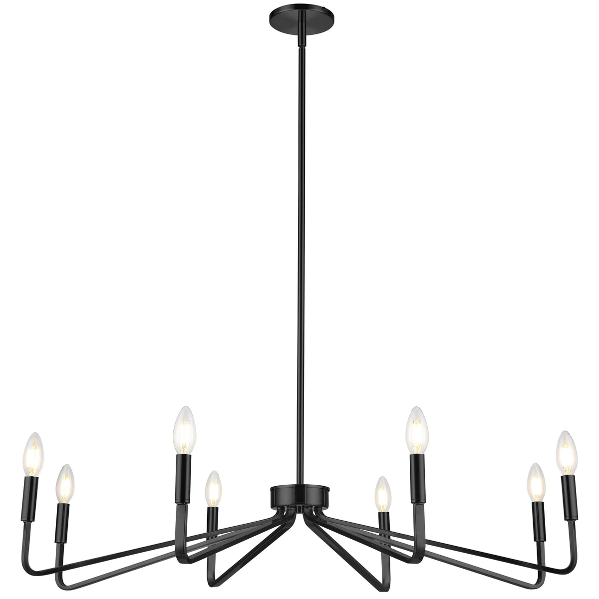 Dainolite 8 Light Incandescent Chandelier, Matte Black