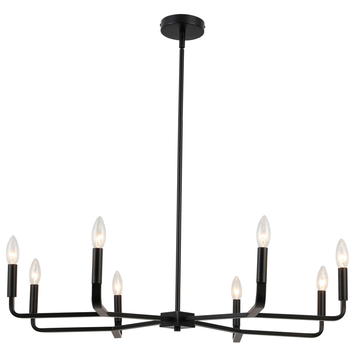 Dainolite 8 Light Incandescent Chandelier, Matte Black