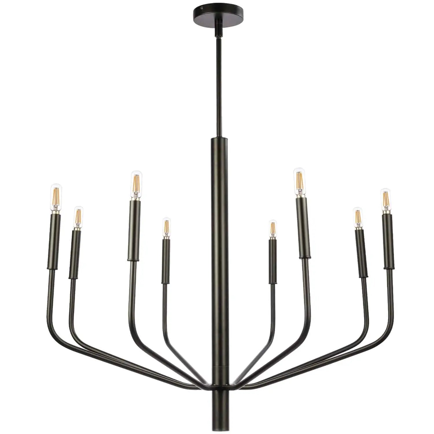 Dainolite 8 Light Incandescent Chandelier, Matte Black
