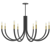 Dainolite 8 Light Incandescent Chandelier, Matte Black and Aged Brass