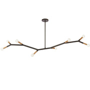Dainolite 8 Light Incandescent Horizontal Pendant Matte Black / Aged Brass
