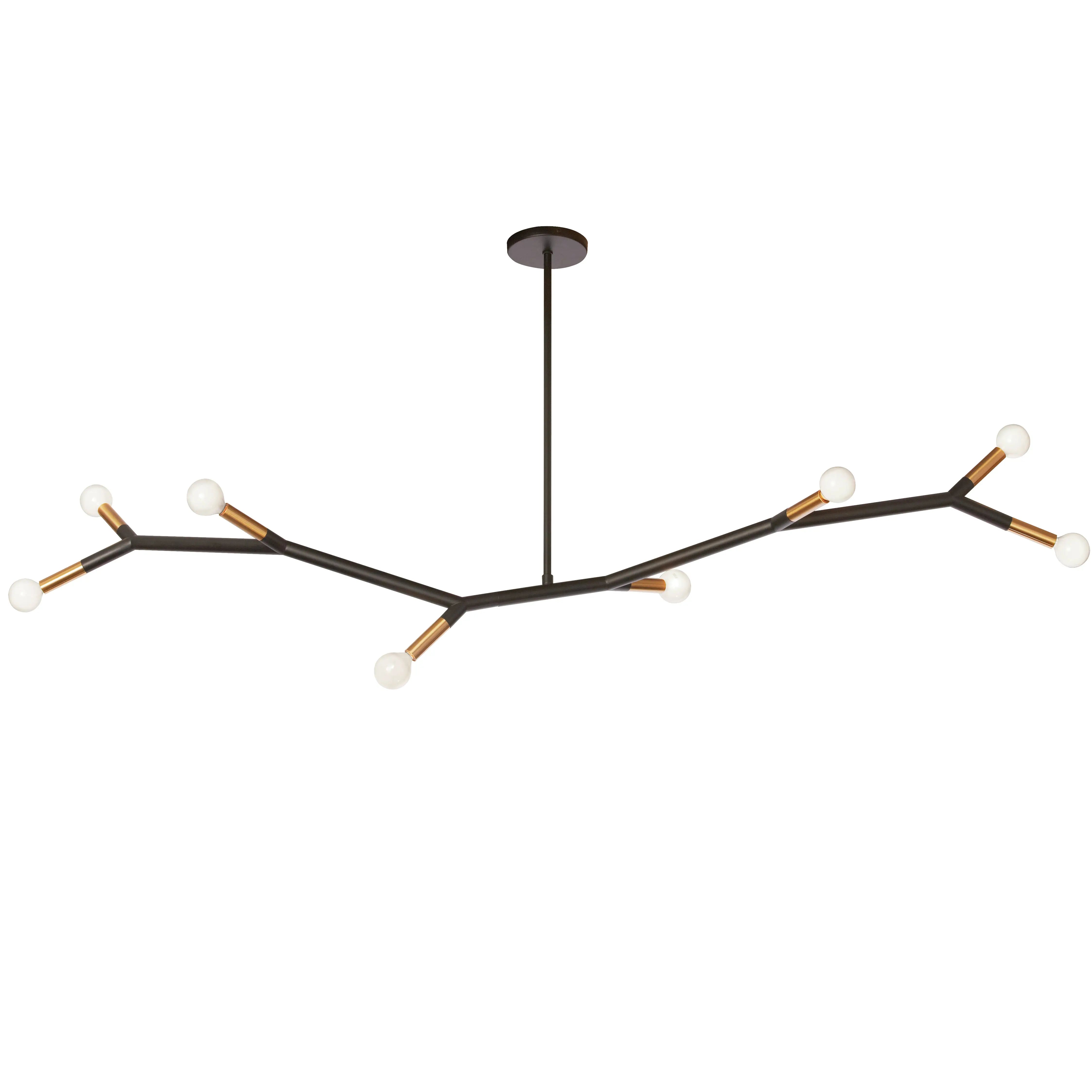 Dainolite 8 Light Incandescent Horizontal Pendant Matte Black / Aged Brass